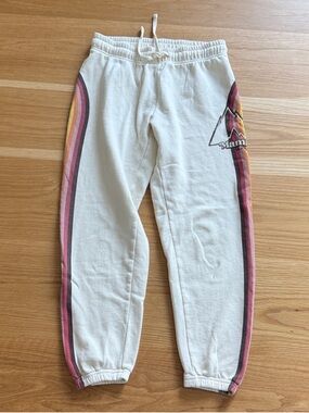 Mammoth Cream Kids Sweatpants with Pink Stripe Detail